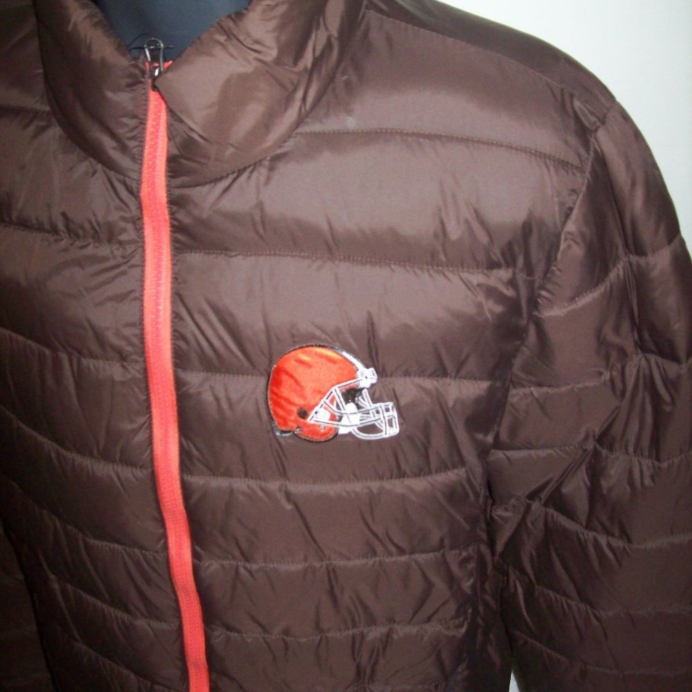 CLEVELAND BROWNS Full Zip Puffer Jacket BROWN S-L
